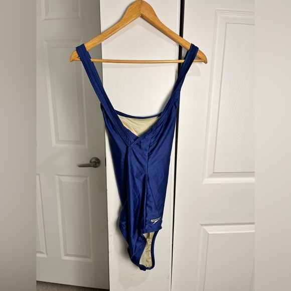 Speedo Swimsuit One-Piece Women's Size 14L Navy Blue Built In Bra - Picture 3 of 11